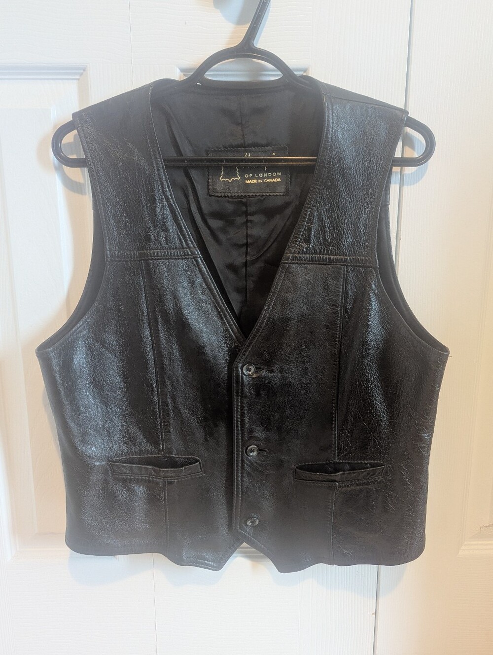 Vintage Marquis Of london Genuine Black Leather Vest. SZ M